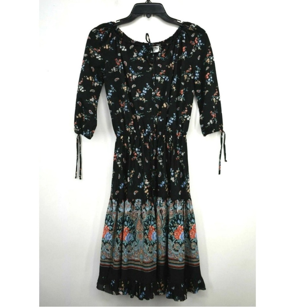 Vintage Sunshine Alley Paisley Print Midi Dress Size 6 Edgy Grunge Boho Flowy - Picture 2 of 8